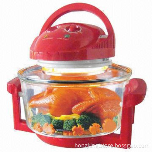Halogen Oven with 12L Transparent Glass Pot and 1,400W Power, 60-minute Timer